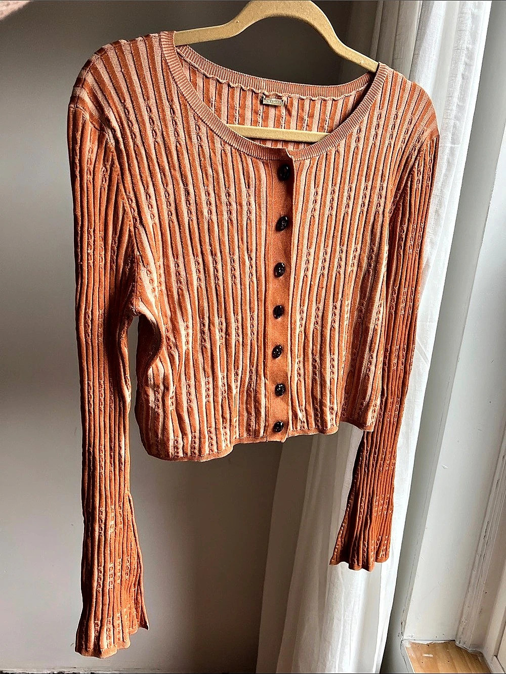 Cult Gaia Blair Knit Cardigan Orange & White